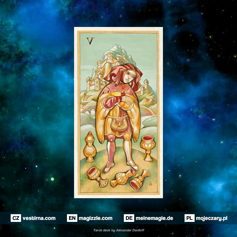 Tarot Tageskarte Fünf der Kelche Enttäuschung Horoskope, Kartenlegen und Wahrsagen